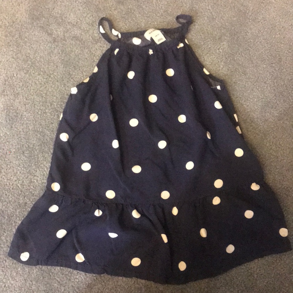 Navy and white polka dot tank size 10-12